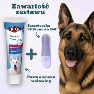 Zestaw do Higieny Jamy Ustnej Psa (Szczoteczka Silikonowa 360° + Pasta do Zębów o Smaku Wołowiny)
